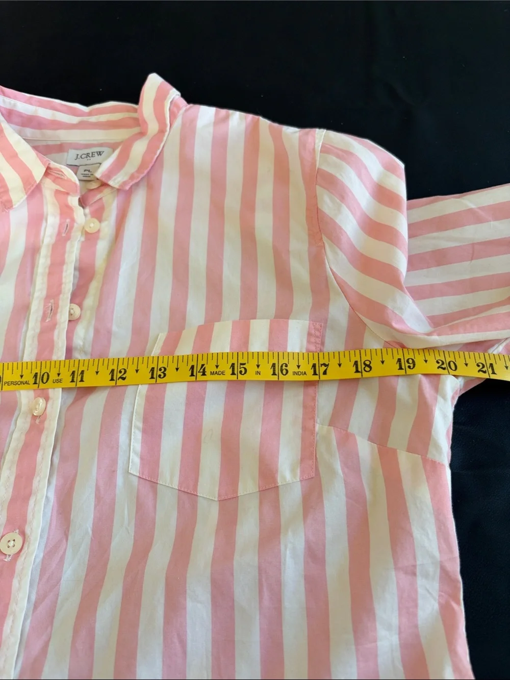 J.Crew Pink White Stripe Stretch Button Front Shirt Petite Large PL Cotton Top